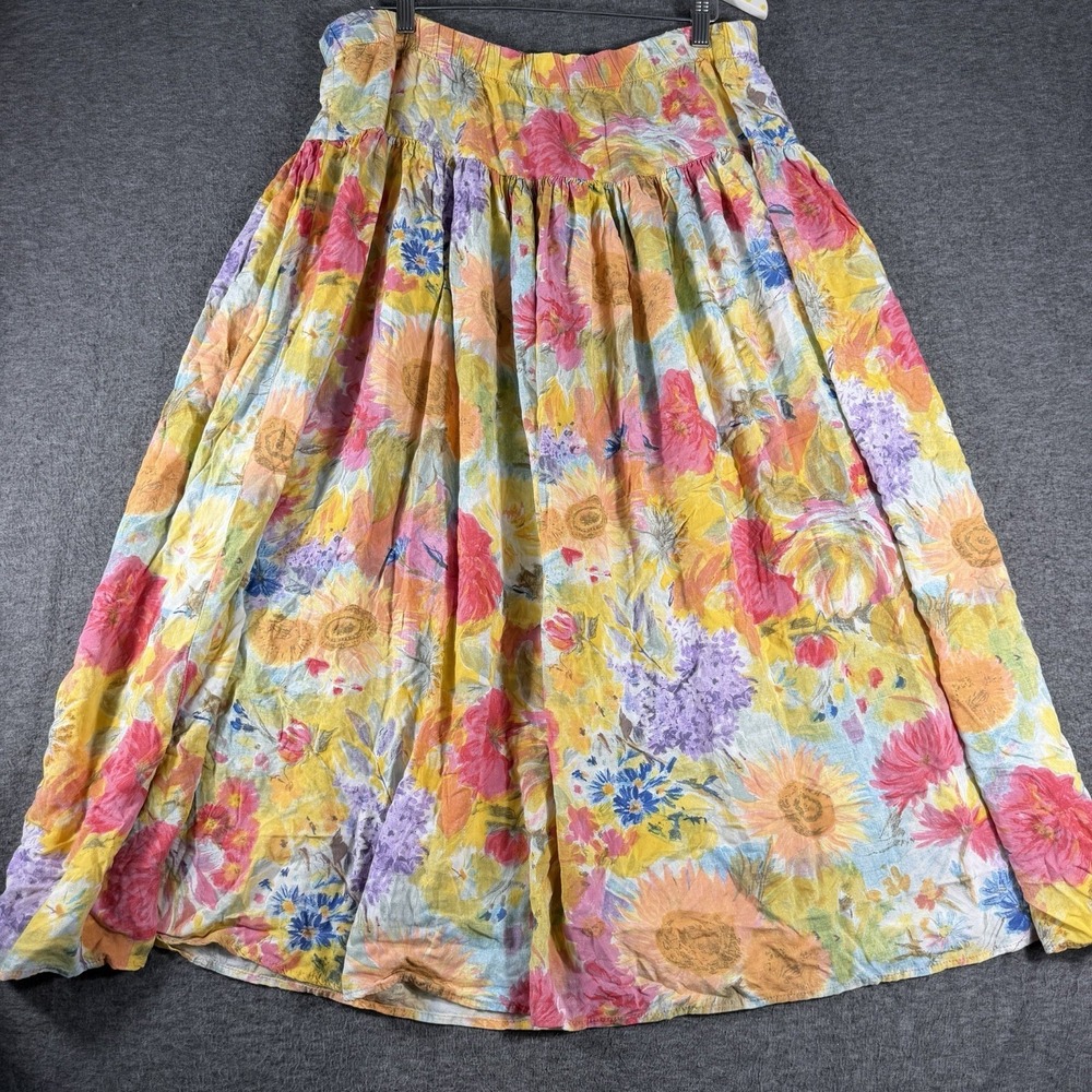 Starfire Maxi Floral Flowy Skirt Size 1X? Made USA Peasant Boho Festival Pull On